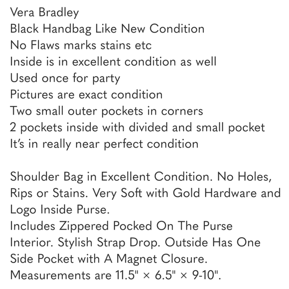 GUC Pristine Vera Bradley Quilted Shoulder Bag W/Gold Logo Accent Zip - Picture 9 of 9